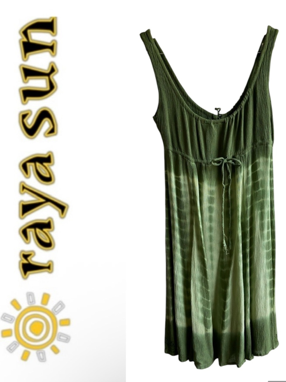 raya sun Tie Dye Boho Sun Dress Embroidered Trim Womens Small